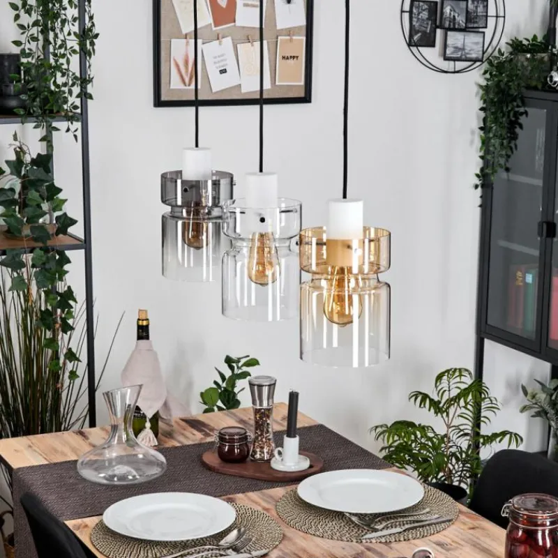 Suspension Verre Fumé-hofstein Hasvik Suspension, Suspension Blanc, 3 lumières