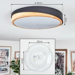 Luminaires Scandinaves-hofstein Hiral Plafonnier, Panel LED Écru, Noir, 1 lumière