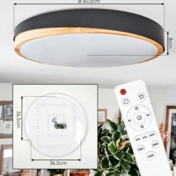 Luminaires Scandinaves-hofstein Hiral Plafonnier, Panel LED Écru, Noir, 1 lumière, Télécommandes