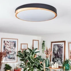 Luminaires Scandinaves-hofstein Hiral Plafonnier, Panel LED Écru, Noir, 1 lumière, Télécommandes