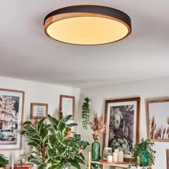 Luminaires Scandinaves-hofstein Hiral Plafonnier, Panel LED Écru, Noir, 1 lumière, Télécommandes