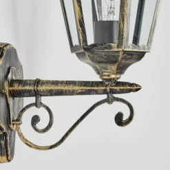 Luminaires Rustiques-hofstein Hongkong Lampe murale d´extérieur, Applique murale Or, Noir, 1 lumière