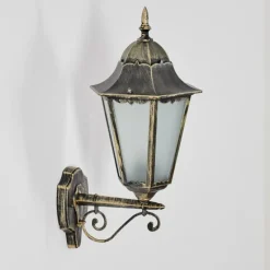 Luminaires Rustiques-hofstein Hongkong Lampe murale d´extérieur, Applique murale Or, Noir, 1 lumière