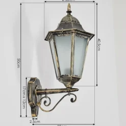 Luminaires Rustiques-hofstein Hongkong Lampe murale d´extérieur, Applique murale Or, Noir, 1 lumière