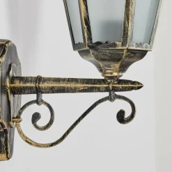 Luminaires Rustiques-hofstein Hongkong Lampe murale d´extérieur, Applique murale Or, Noir, 1 lumière