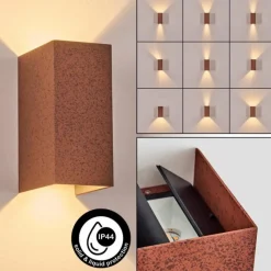 hofstein Hoods Lampe murale d´extérieur, Luminaire Up & Down, Applique murale LED Rouille, 1 lumière