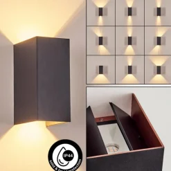 hofstein Hoods Lampe murale d´extérieur, Luminaire Up & Down, Applique murale LED Cuivre, Noir, 1 lumière