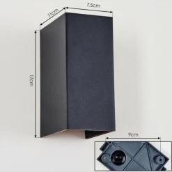 hofstein Hoods Lampe murale d´extérieur, Luminaire Up & Down, Applique murale LED Cuivre, Noir, 1 lumière