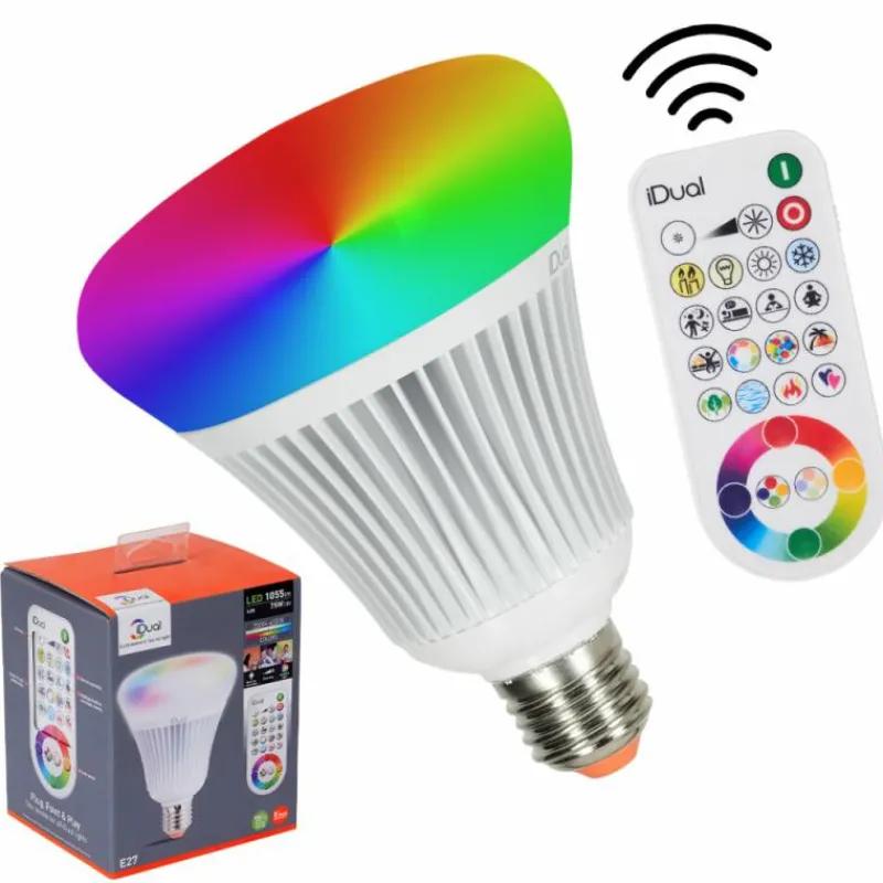 Idual E27 LED RGB 16 watt 2200-6500 Kelvin 806 lumen avec télécommande