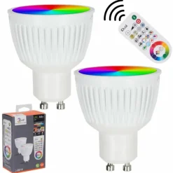 Idual GU10 LED RGB 6,5 watt 2200-6500 kelvin 345 lumen Lot de 2 avec télécommande