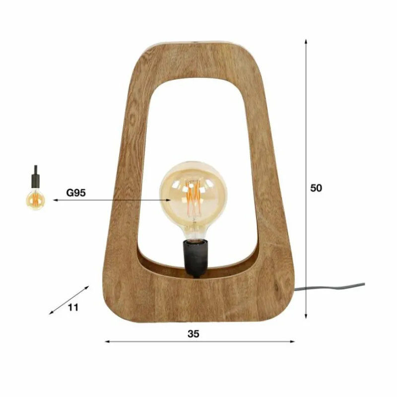 Lampes En Bois-hofstein Idzaard Lampe à poser Écru, 1 lumière