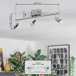 hofstein Ilaro Plafonnier, Spot de plafond Chrome, 3 lumières* Spots Et Projecteurs
