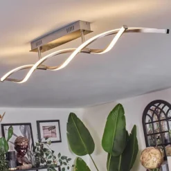 hofstein Imatro Plafonnier LED Nickel mat, Argenté, 2 lumières