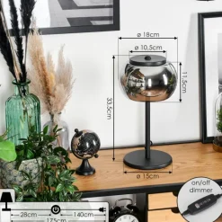 Suspension Verre Fumé-Lampe Izenave à poser, Liseuse LED Noir, 1 lumière