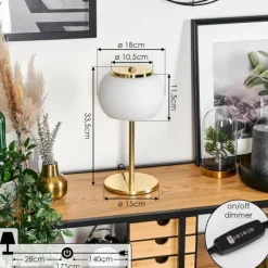 hofstein Izenave Lampe à poser, Liseuse LED Or, 1 lumière