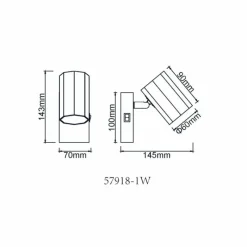 Luminaires Globo Lighting James Plafonnier, Spot de plafond, Applique murale, Spot mural Blanc, 1 lumière* Spots Et Projecteurs