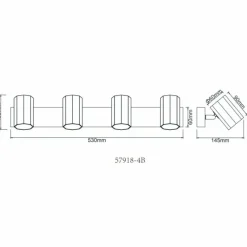 Luminaires Globo Lighting James Plafonnier, Spot de plafond, Applique murale, Spot mural Noir, 4 lumières* Spots Et Projecteurs