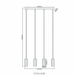 Luminaires Globo Lighting James Suspension Noir, 4 lumières* Suspensions