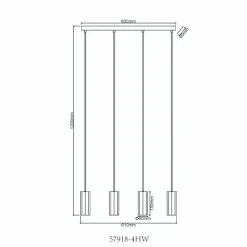 Luminaires Globo Lighting James Suspension Blanc, 4 lumières* Suspensions
