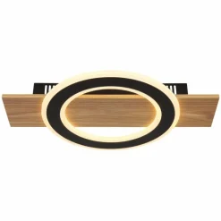 Lampes En Bois-Luminaires Globo Lighting Jayden Plafonnier LED Bois foncé, Écru, 1 lumière