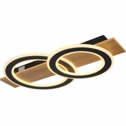 Lampes En Bois-Luminaires Globo Lighting Jayden Plafonnier LED Bois foncé, Écru, 1 lumière