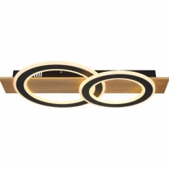 Lampes En Bois-Luminaires Globo Lighting Jayden Plafonnier LED Bois foncé, Écru, 1 lumière