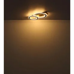 Lampes En Bois-Luminaires Globo Lighting Jayden Plafonnier LED Bois foncé, Écru, 1 lumière