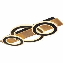 Lampes En Bois-Luminaires Globo Lighting Jayden Plafonnier LED Bois foncé, Écru, 1 lumière