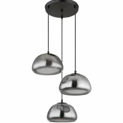 Suspension Verre Fumé-Luminaires Globo Lighting Jella Suspension Noir, 3 lumières