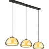 Suspension Verre Fumé-Luminaires Globo Lighting Jella Suspension Noir, 3 lumières