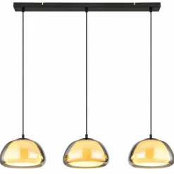 Suspension Verre Fumé-Luminaires Globo Lighting Jella Suspension Noir, 3 lumières