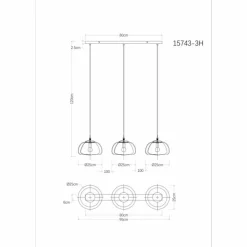 Suspension Verre Fumé-Luminaires Globo Lighting Jella Suspension Noir, 3 lumières