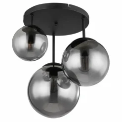 Suspension Verre Fumé-Luminaires Globo Lighting JOEL Plafonnier Noir, 3 lumières