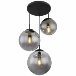 Suspension Verre Fumé-Luminaires Globo Lighting JOEL Suspension Noir, 3 lumières