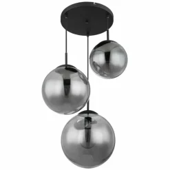 Suspension Verre Fumé-Luminaires Globo Lighting JOEL Suspension Noir, 3 lumières