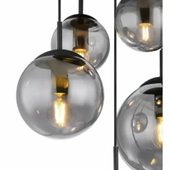 Suspension Verre Fumé-Luminaires Globo Lighting JOEL Suspension Noir, 5 lumières