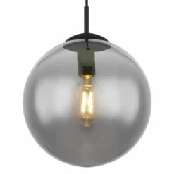 Suspension Verre Fumé-Luminaires Globo Lighting JOEL Suspension Noir, 1 lumière