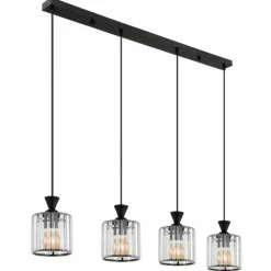 Luminaires Globo Lighting Jordana Suspension Noir, 4 lumières* Suspensions
