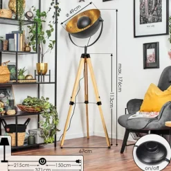 Lampes Dorées-hofstein Jupiter Lampadaire Écru, Noir, 1 lumière