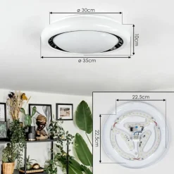 hofstein Kaas Plafonnier LED Noir, Blanc, 1 lumière