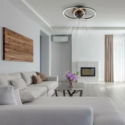 Luminaires Globo Lighting Karen Ventilateur de plafond lumineux LED Écru, Noir, 1 lumière, Télécommandes