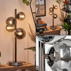 Suspension Verre Fumé-hofstein Kasem Lampe à poser Noir, 4 lumières