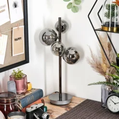 Suspension Verre Fumé-hofstein Kasem Lampe à poser Noir, 4 lumières