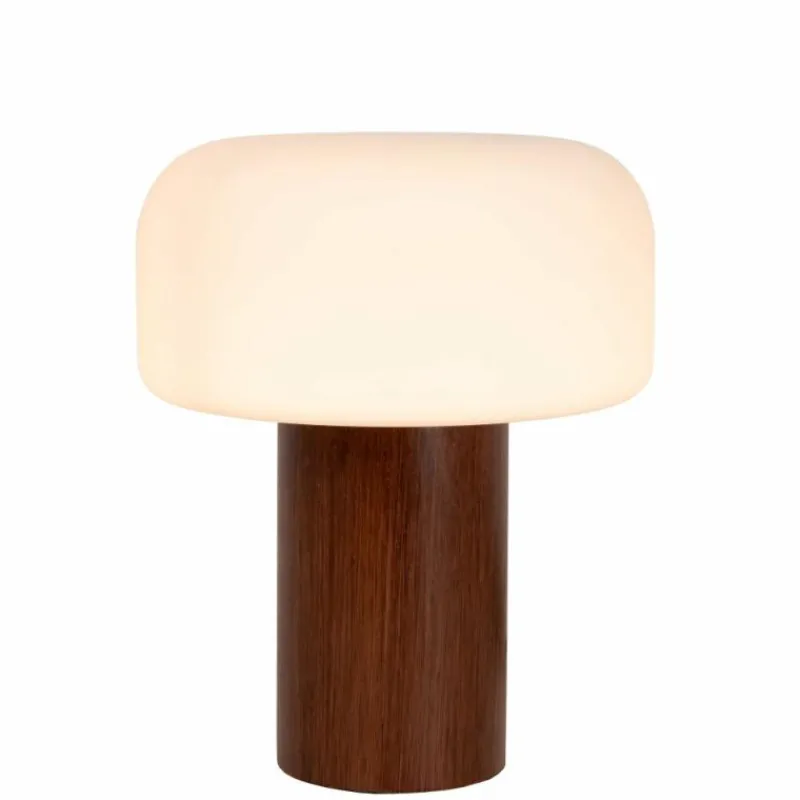 Luminaires Scandinaves-Luminaires Lucide KENAN Lampe à poser Bois foncé, 1 lumière