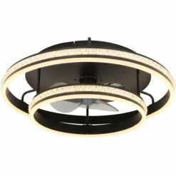 Luminaires Globo Lighting Kendall Ventilateur de plafond lumineux LED Noir, 1 lumière, Télécommandes