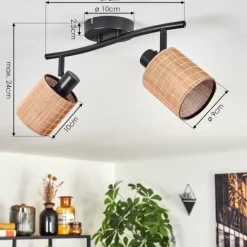 hofstein Kinnared Plafonnier Noir, 2 lumières