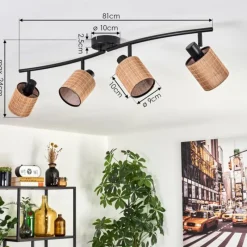 hofstein Kinnared Plafonnier Noir, 4 lumières