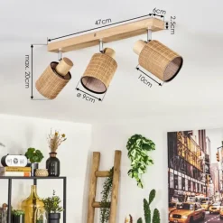 hofstein Kinnared Plafonnier, Spot de plafond Chrome, Écru, 3 lumières