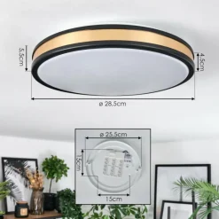 Lampes Dorées-hofstein Kirtland Plafonnier LED Or, Noir, 1 lumière