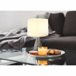 Lampes En Tissu-Luminaires Globo Lighting Kisa Lampe à poser Nickel mat, 1 lumière